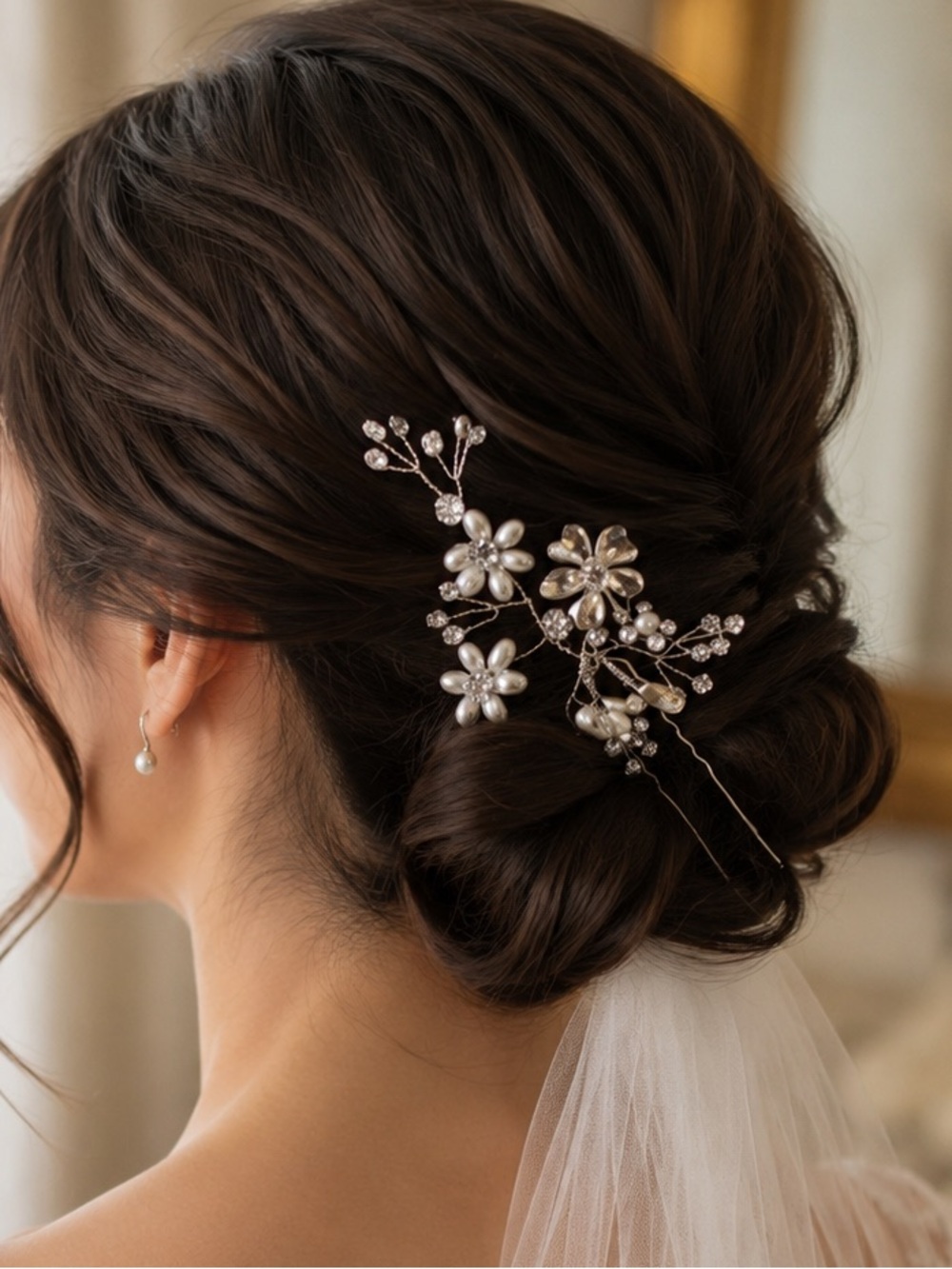 Elegant Silver Floral Hairpin